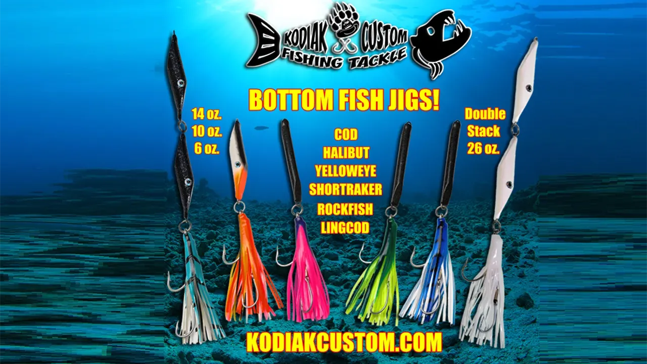 Kodiak Custom Fishing Tackle Bottom Fish Jigs come in a variety of colors, shapes, and weights