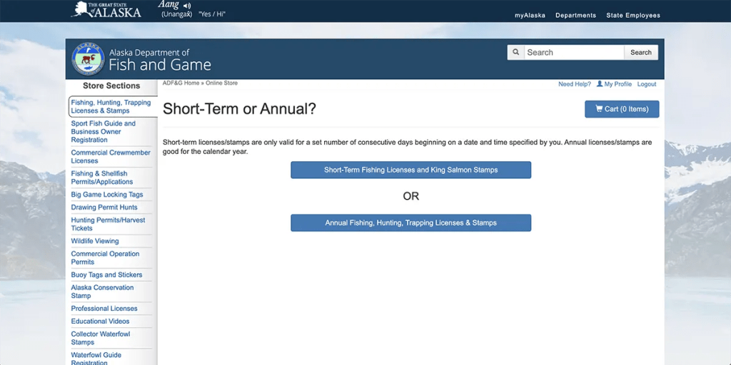ADFG Purchase Fishing License Step 3